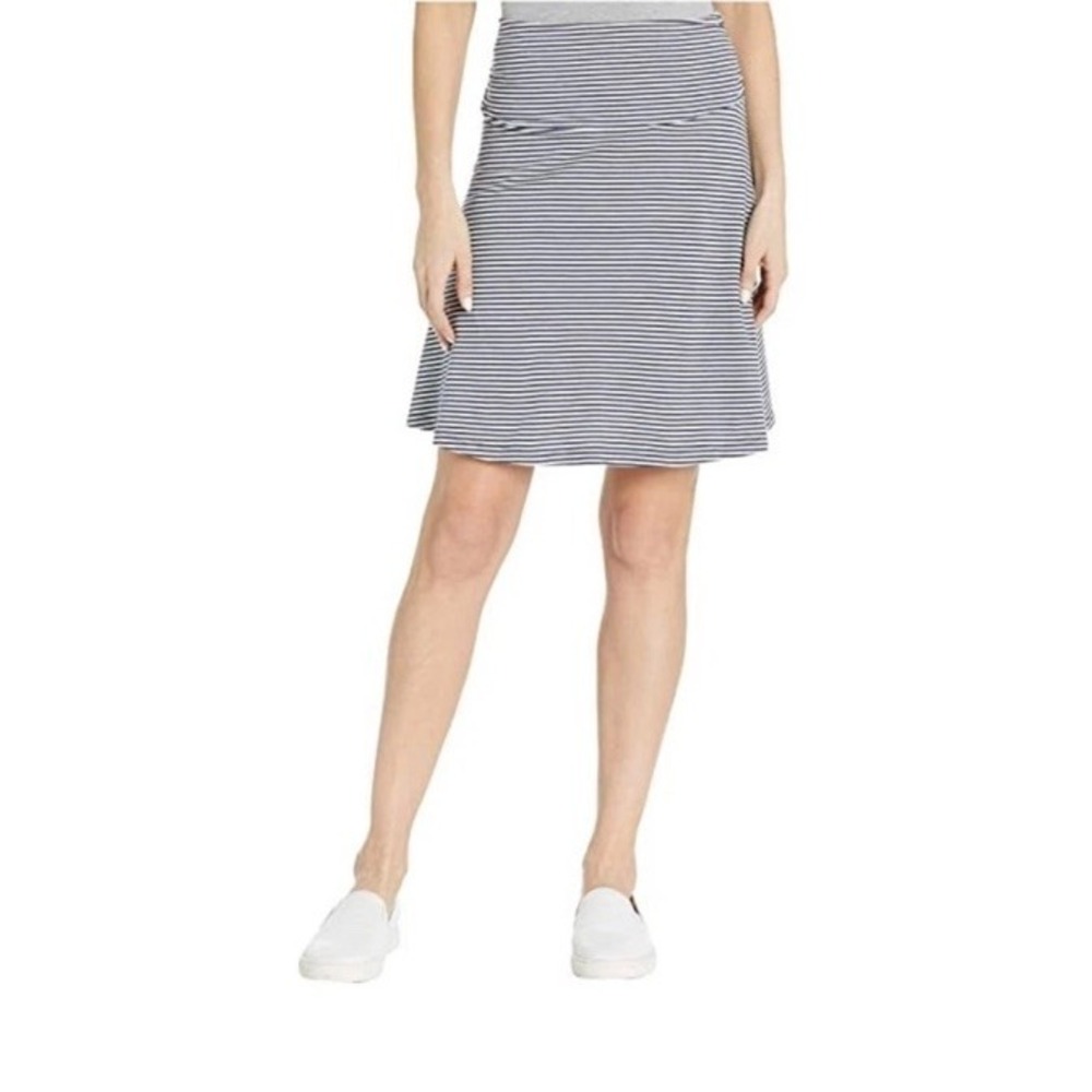 Toad & Co. Chaka Skirt True Navy/ White Stripe Size Large A-Line Organic Cotton